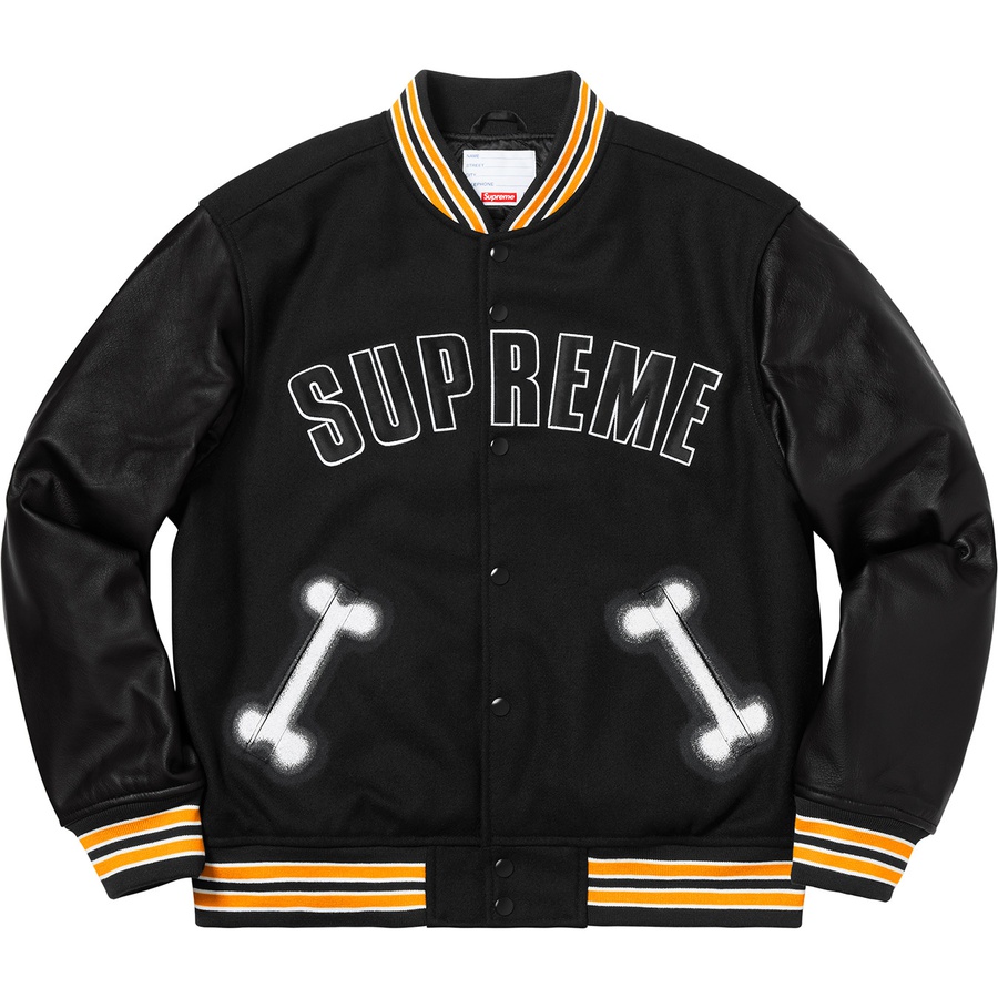 Details on Bone Varsity Jacket Black from fall winter
                                                    2018 (Price is $438)