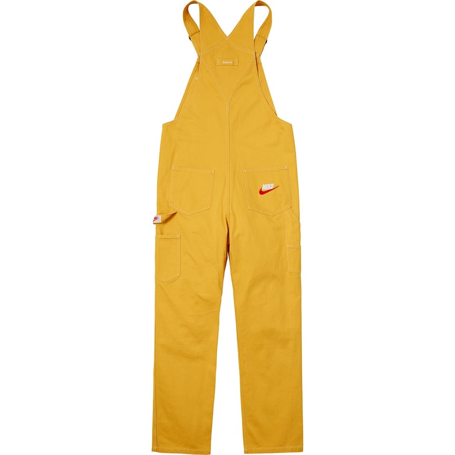 Details on Supreme Nike Cotton Twill Overalls Mustard from fall winter
                                                    2018 (Price is $198)