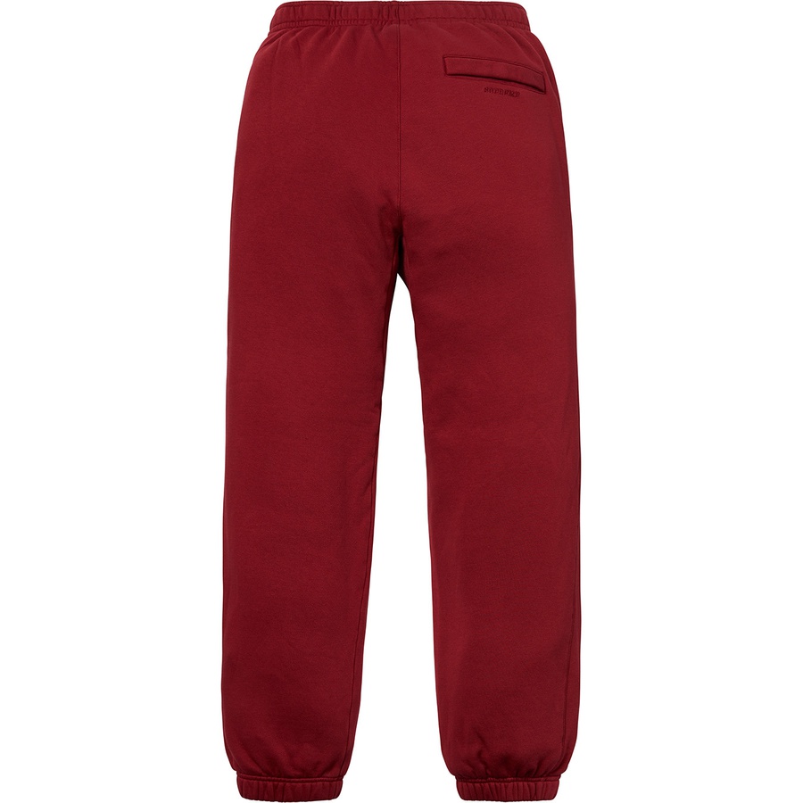 Details on Supreme Nike Sweatpant Burgundy from fall winter
                                                    2018 (Price is $128)