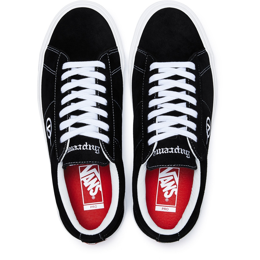 Details on Supreme Vans Sid Pro Black from fall winter
                                                    2018 (Price is $110)