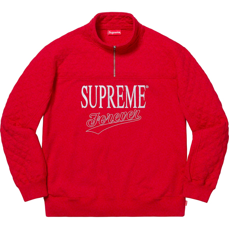 Details on Forever Half Zip Sweatshirt Red from spring summer
                                                    2019 (Price is $148)
