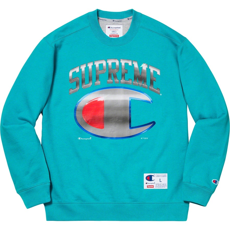 Details on Supreme Champion Chrome Crewneck from spring summer
                                            2019 (Price is $148)