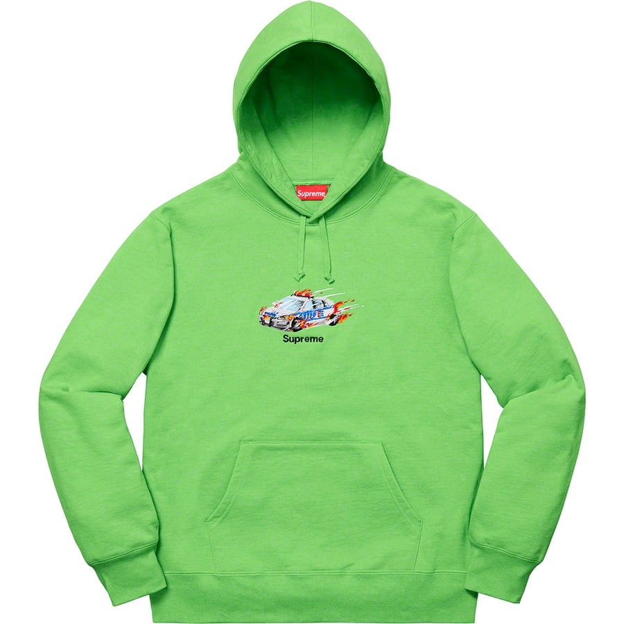 Details on Cop Car Hooded Sweatshirt Bright Green from fall winter
                                                    2019 (Price is $158)