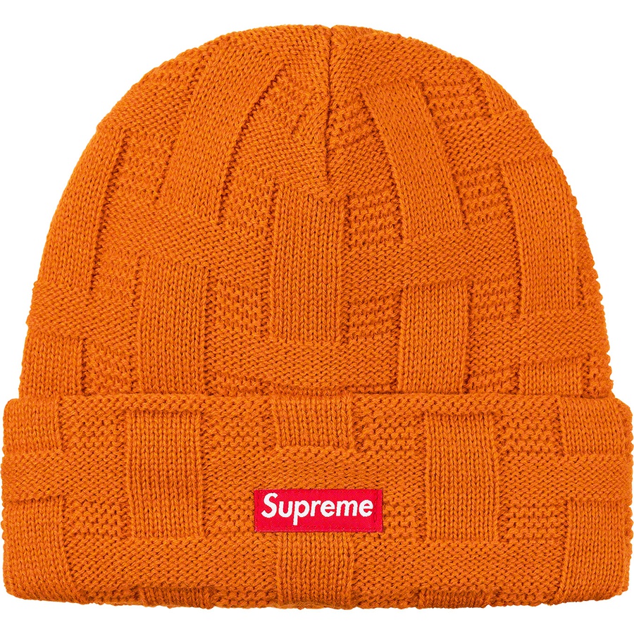 Details on Basket Weave Beanie Orange from fall winter
                                                    2019 (Price is $34)