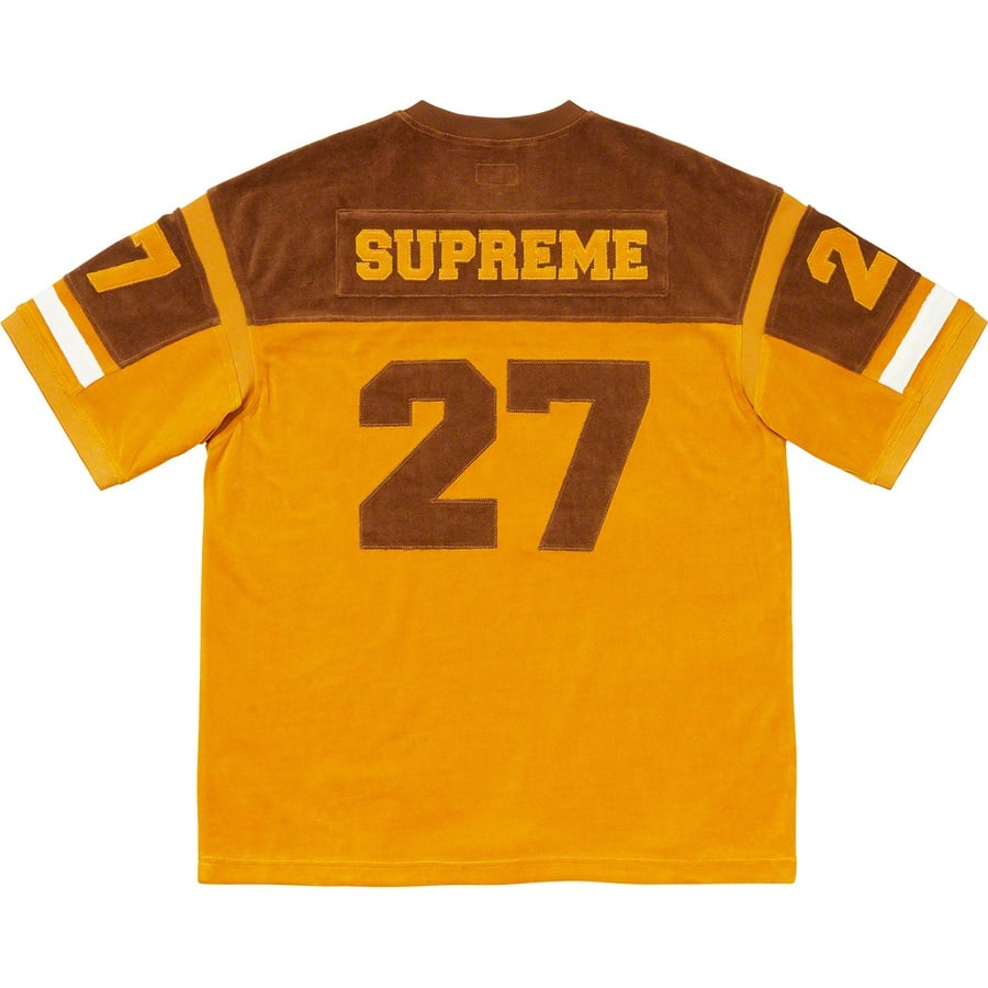 Details on Velour Football Jersey Mustard from fall winter
                                                    2019 (Price is $118)