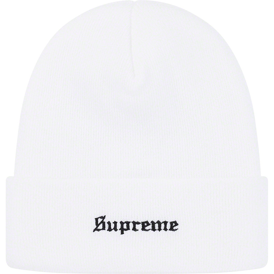 Details on Martin Wong Supreme 8-Ball Beanie White from fall winter
                                                    2019 (Price is $40)