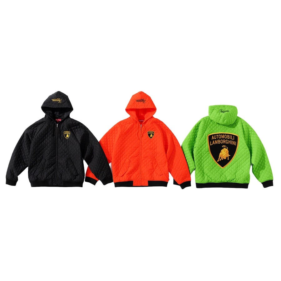 Details on Supreme Automobili Lamborghini Hooded Work Jacket from spring summer
                                            2020 (Price is $248)