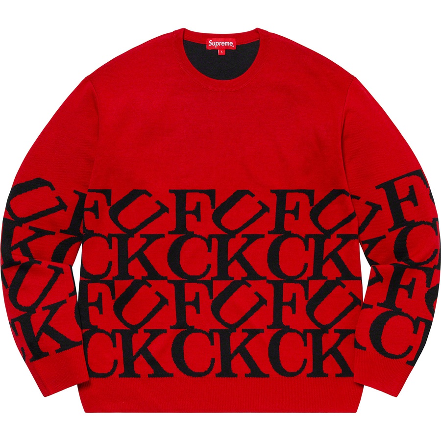 Details on Fuck Sweater Red from fall winter
                                                    2020 (Price is $148)