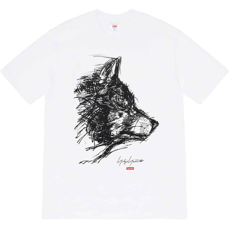 Details on Supreme Yohji YamamotoScribble Wolf Tee White from fall winter
                                                    2020 (Price is $54)