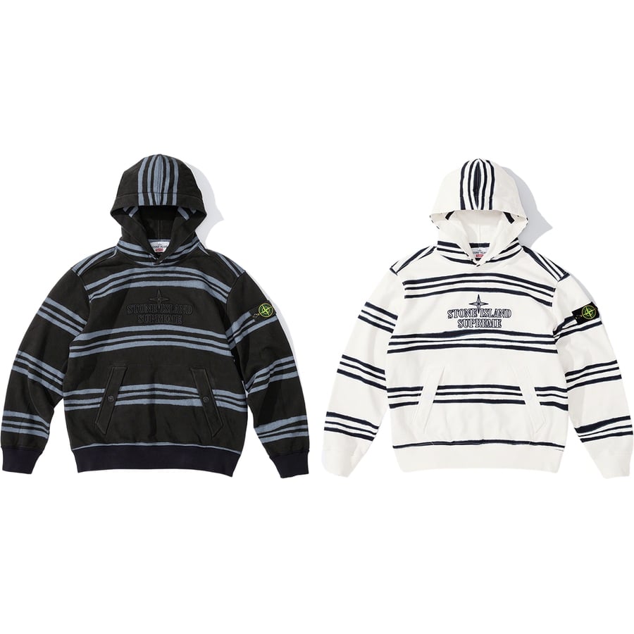 Details on Supreme Stone Island Warp Stripe Hooded Sweatshirt from fall winter
                                            2020 (Price is $348)