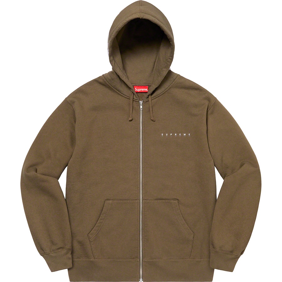 Details on Globe Zip Up Hooded Sweatshirt Dark Olive from fall winter
                                                    2020 (Price is $168)