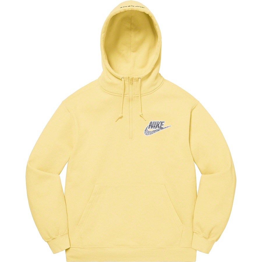 Details on Supreme Nike Half Zip Hooded Sweatshirt Pale Yellow from spring summer
                                                    2021 (Price is $148)