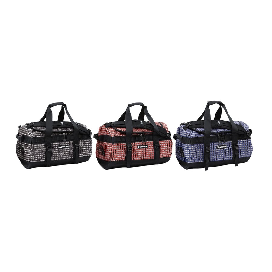 Details on Supreme The North Face Studded Small Base Camp Duffle Bag from spring summer
                                            2021 (Price is $168)