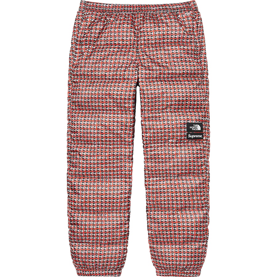 Details on Supreme The North Face Studded Nuptse Pant Red from spring summer
                                                    2021 (Price is $228)