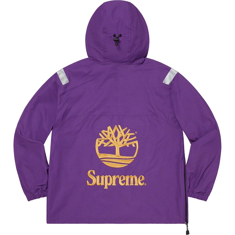 Details on Supreme Timberland Reflective Taping Anorak Purple from spring summer
                                                    2021 (Price is $168)
