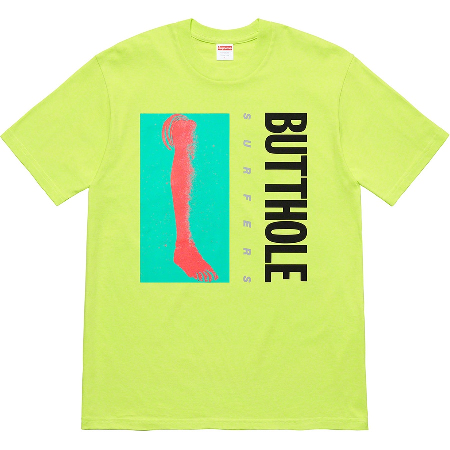 Details on Supreme Butthole Surfers Leg Tee Neon Green from spring summer
                                                    2021 (Price is $44)