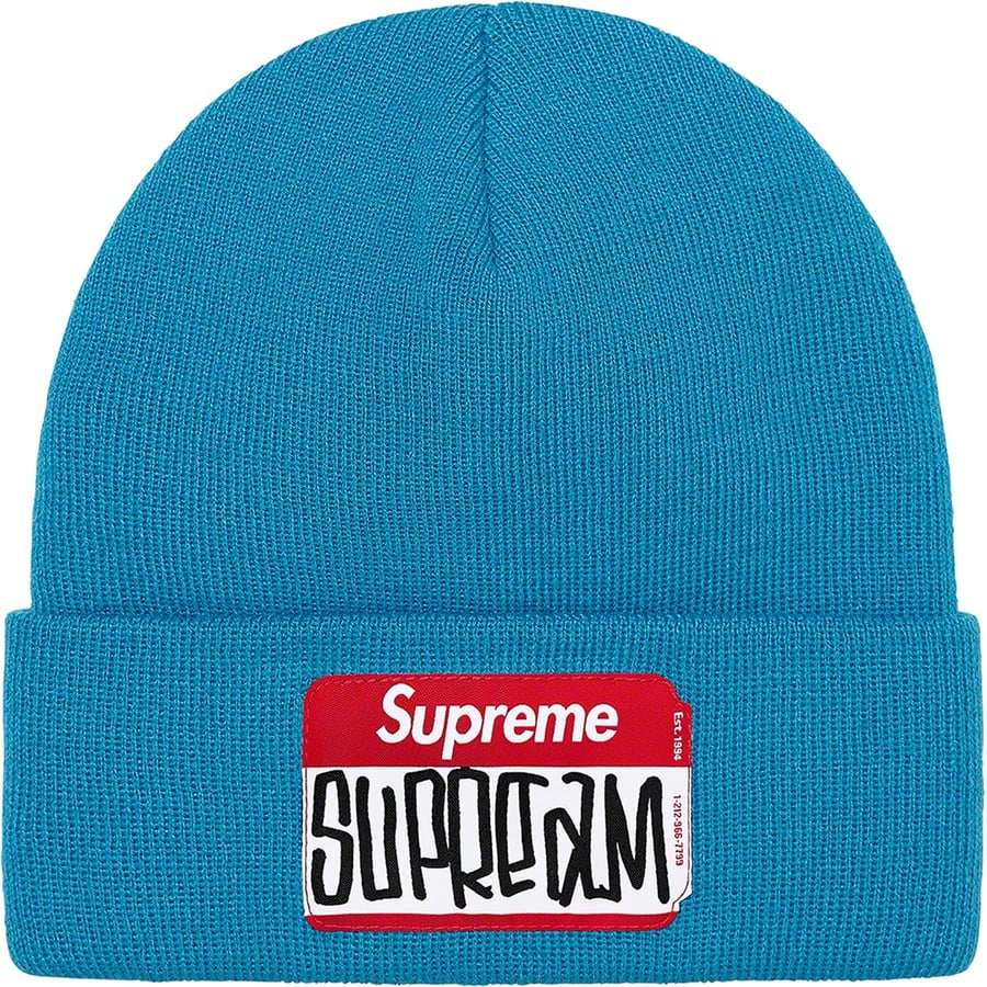 Details on Gonz Nametag Beanie Teal from fall winter
                                                    2021 (Price is $38)
