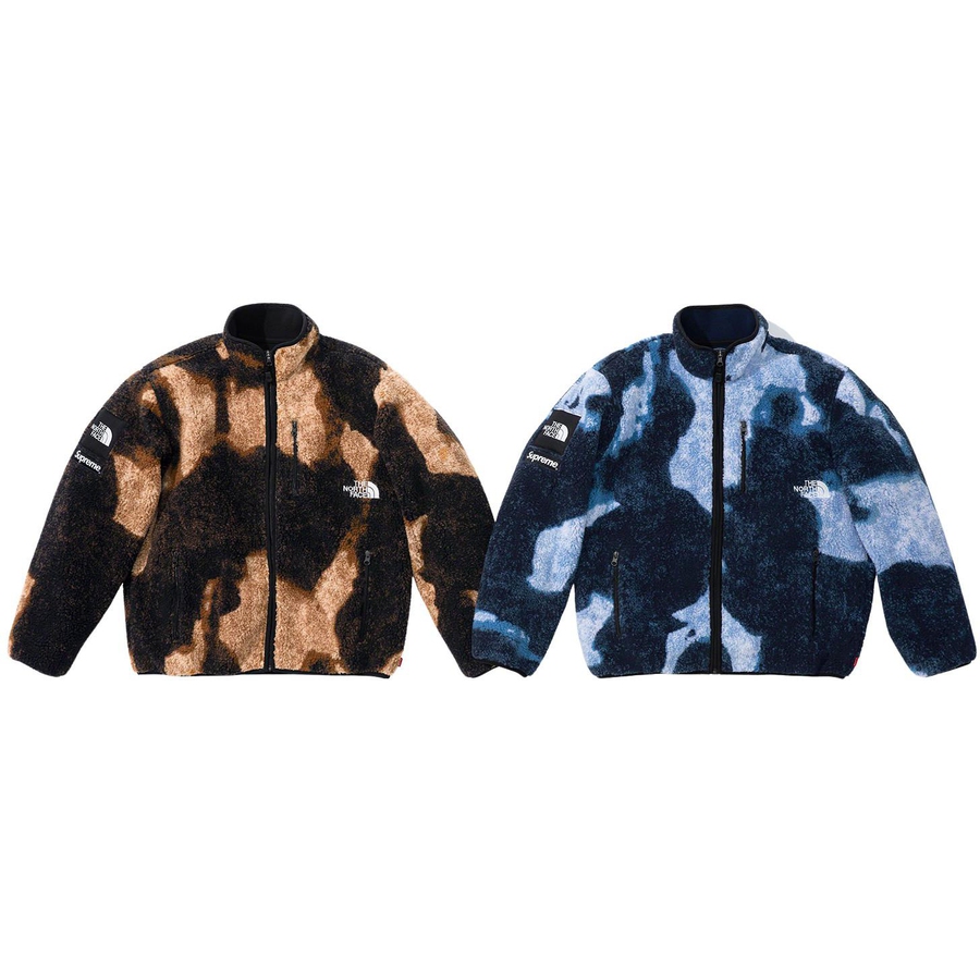 Details on Supreme The North Face Bleached Denim Print Fleece Jacket from fall winter
                                            2021 (Price is $298)