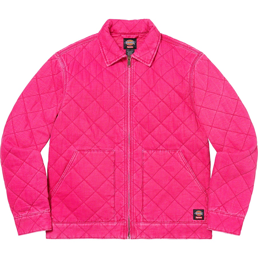 Details on Supreme Dickies Quilted Work Jacket Pink from fall winter
                                                    2021 (Price is $168)