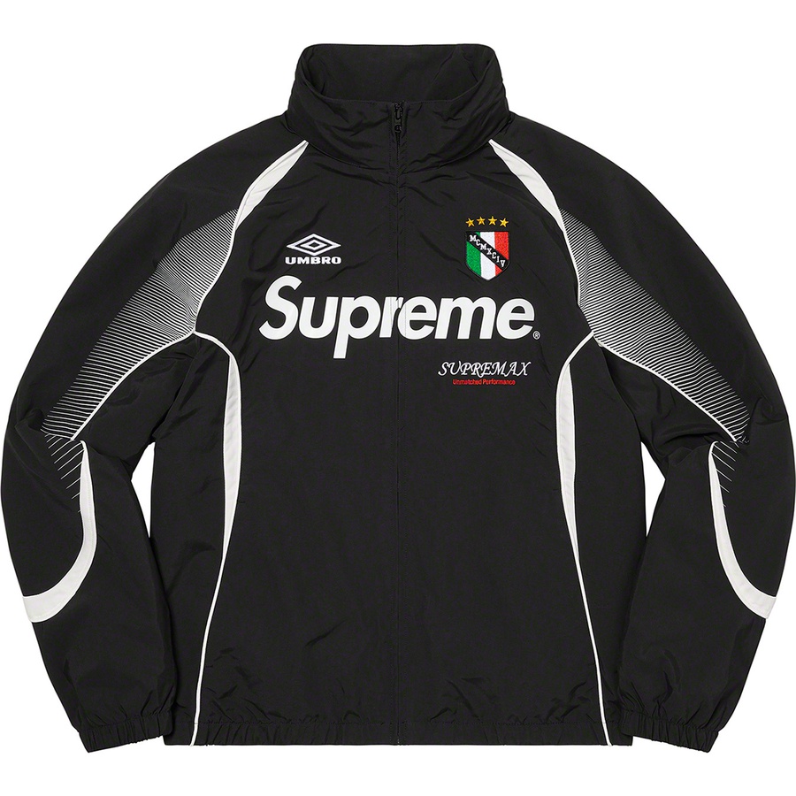 Details on Supreme Umbro Track Jacket Black from spring summer
                                                    2022 (Price is $188)