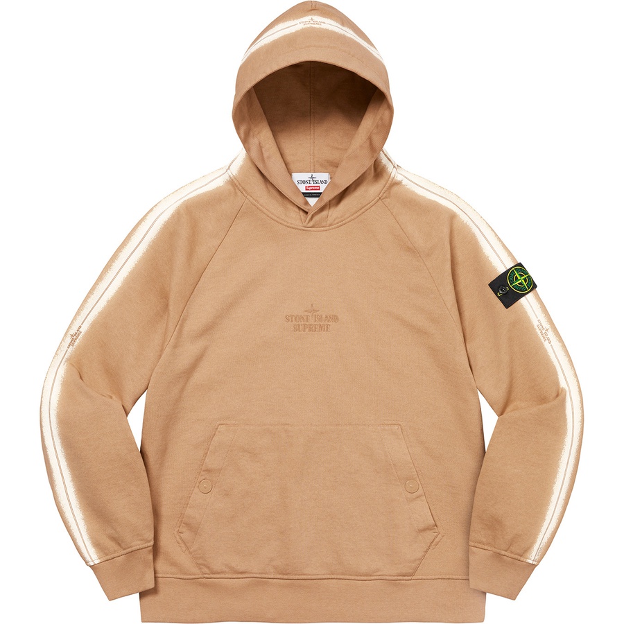 Details on Supreme Stone Island Stripe Hooded Sweatshirt Tan from spring summer
                                                    2022 (Price is $348)