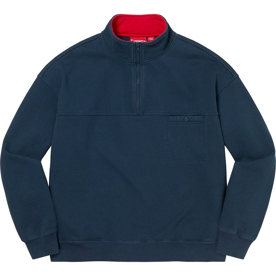 Details on Washed Half Zip Pullover Navy from fall winter
                                                    2022 (Price is $158)