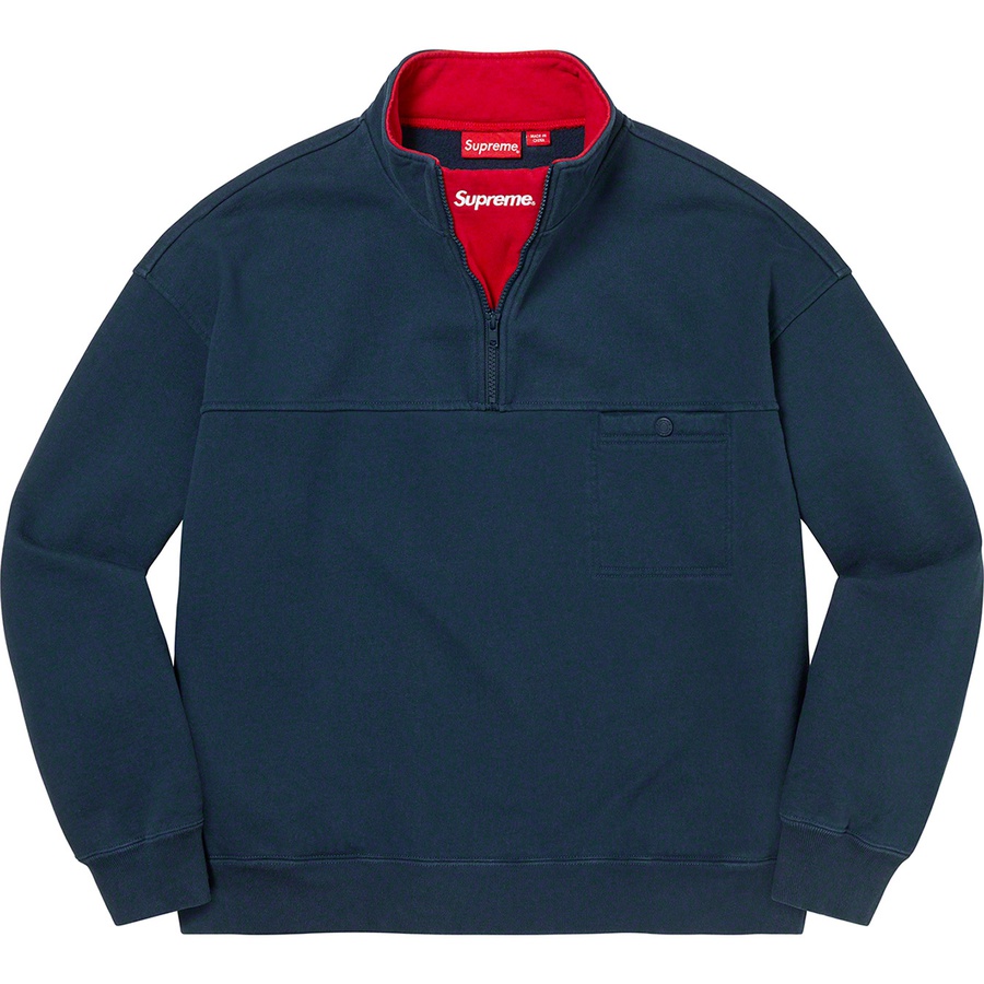 Details on Washed Half Zip Pullover Navy from fall winter
                                                    2022 (Price is $158)