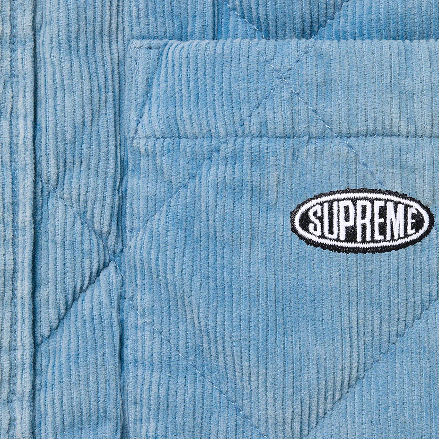Details on Quilted Corduroy Shirt Slate Blue from fall winter
                                                    2022 (Price is $148)