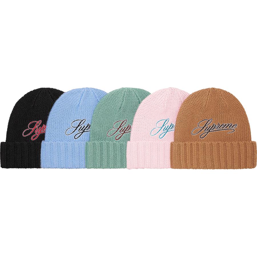Details on Script Logo Beanie from fall winter
                                            2021 (Price is $38)