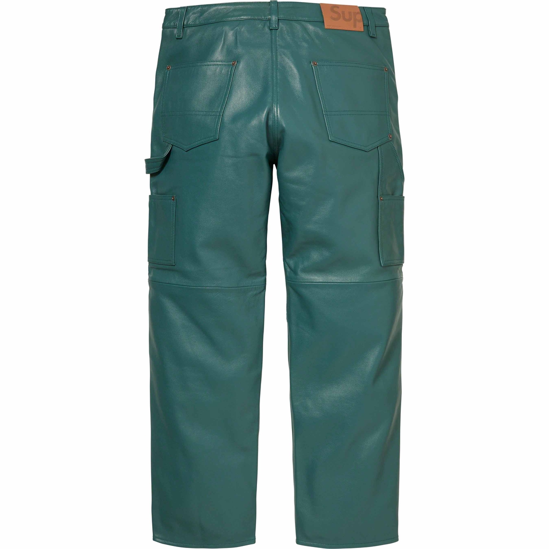 Details on Leather Double Knee Pant Dusty Teal from fall winter
                                                    2023 (Price is $428)