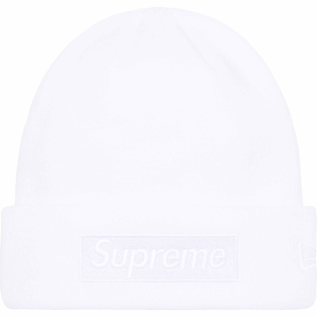 Details on New Era Box Logo Beanie White from fall winter
                                                    2023 (Price is $44)