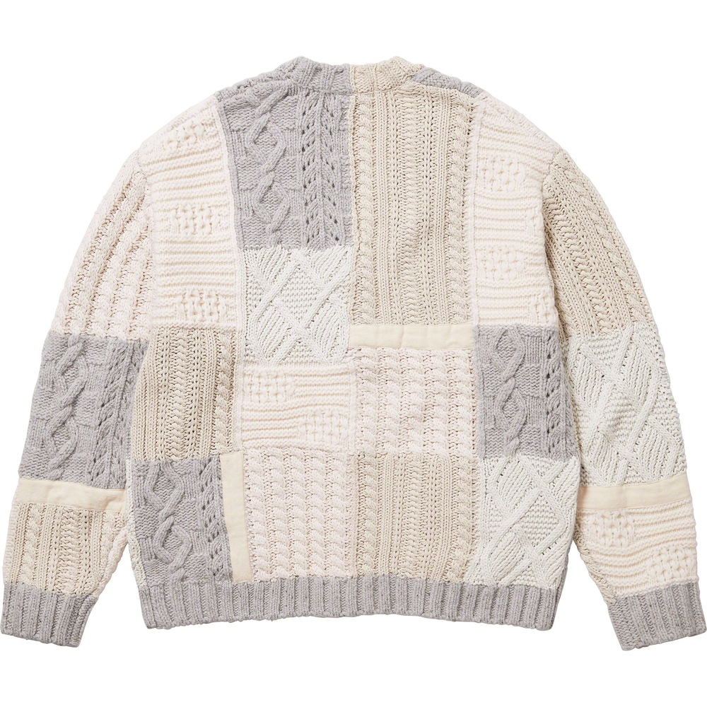 Details on Patchwork Cable Knit Cardigan  from fall winter
                                                    2023 (Price is $198)