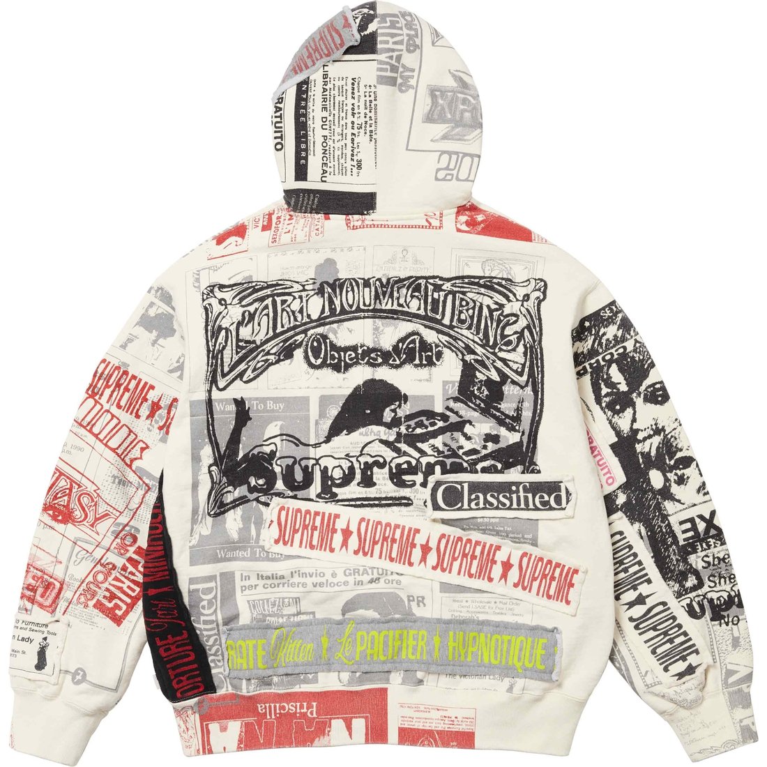 Details on Collage Zip Up Hooded Sweatshirt White from spring summer
                                                    2024 (Price is $198)