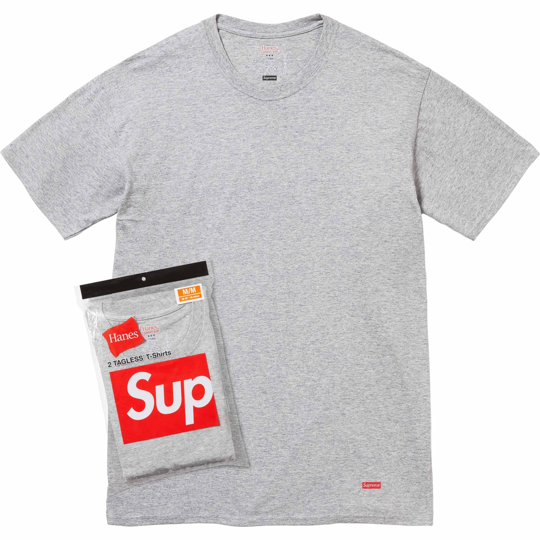 Details on Supreme Hanes Tagless Tees (2 Pack) Heather Grey from spring summer
                                                    2024 (Price is $32)