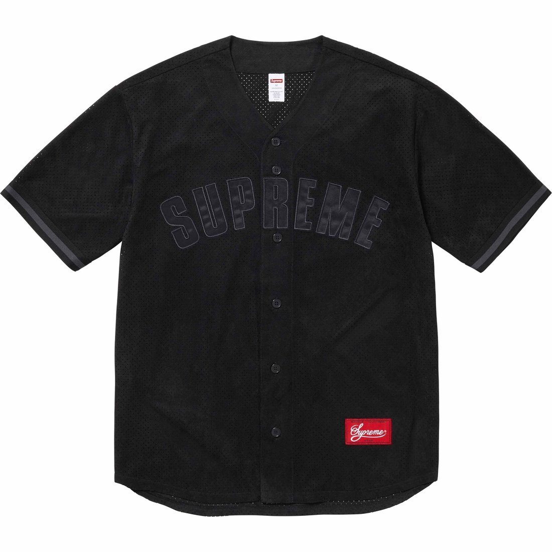 Details on Ultrasuede Mesh Baseball Jersey Black from spring summer
                                                    2024 (Price is $128)