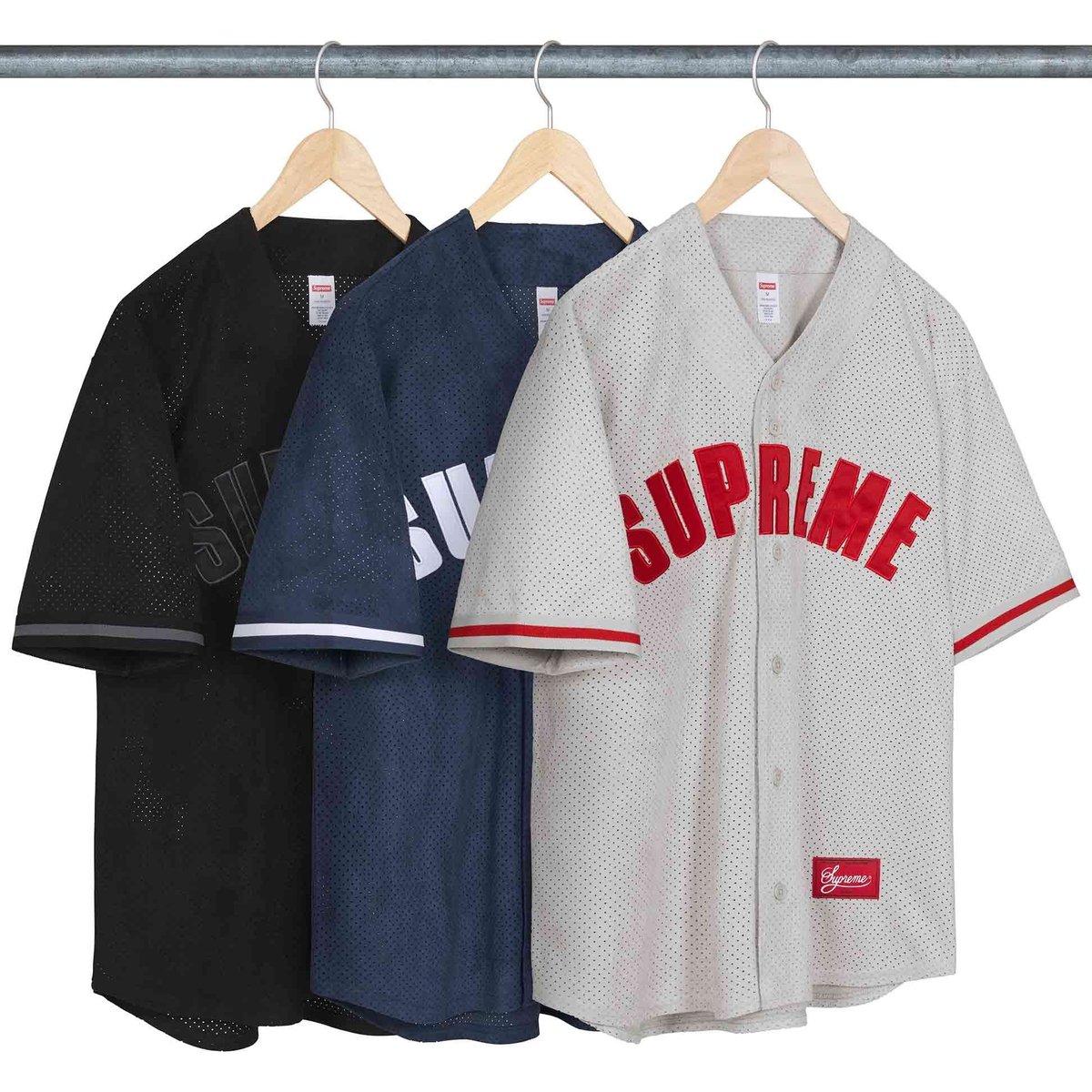 Details on Ultrasuede Mesh Baseball Jersey from spring summer
                                            2024 (Price is $128)
