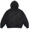 Supreme Leather Appliqué Zip Up Hooded Sweatshirt (SS25) - Black