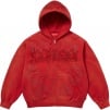 Supreme Leather Appliqué Zip Up Hooded Sweatshirt (SS25) - Burnt Red
