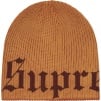 Supreme Old English Printed Beanie (SS25) - Tan