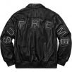 Thumbnail for Studded Arc Logo Leather Jacket