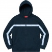 Thumbnail for Text Stripe Zip Up Hooded Sweatshirt