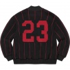 Supreme Pinstripe Varsity Zip Up Sweater Black