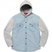 Thumbnail for Fleece Hooded Denim Shirt