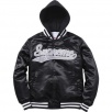 Thumbnail for Hooded Satin Varsity Jacket