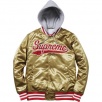 Thumbnail for Hooded Satin Varsity Jacket