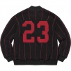 Thumbnail for Pinstripe Varsity Zip Up Sweater