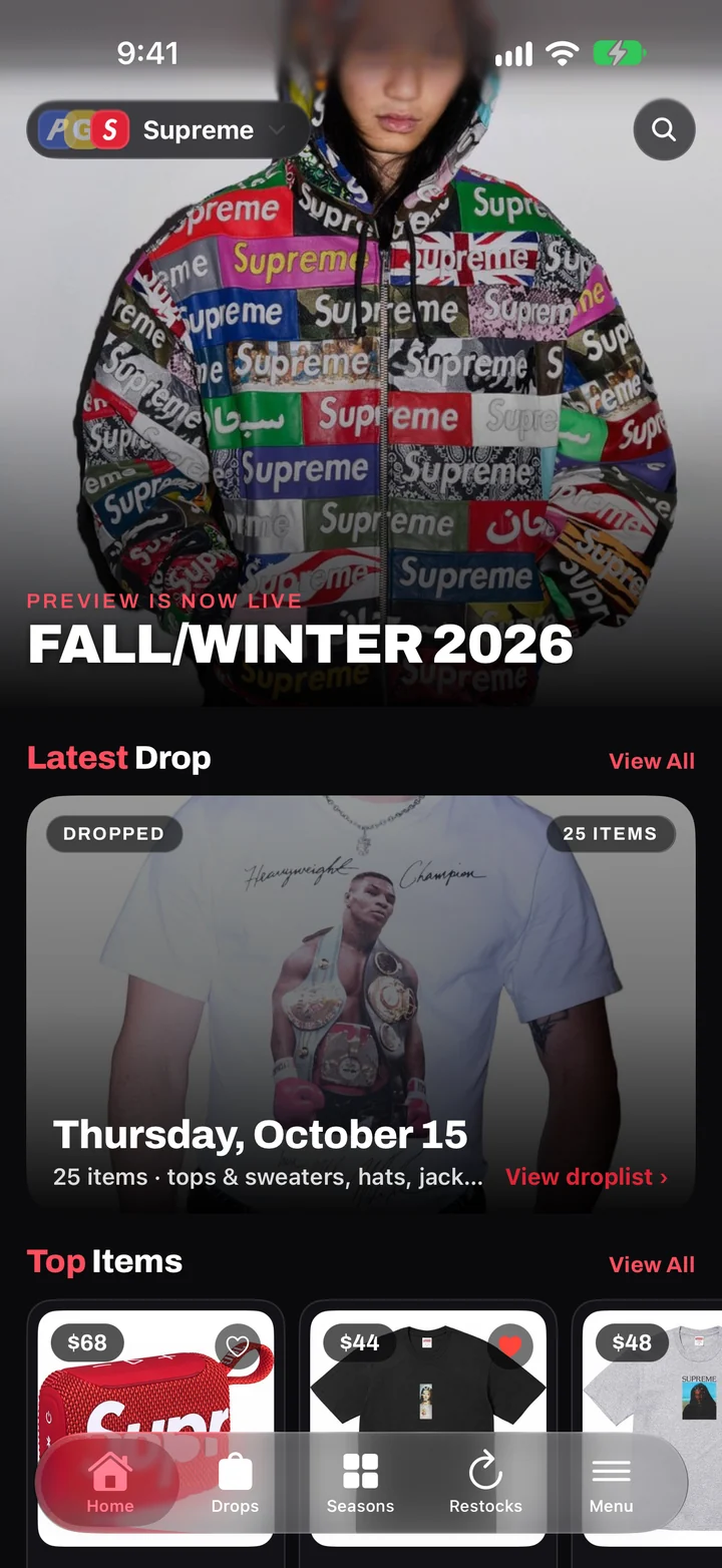 The CMTY.ONE app home screen with this week's drop