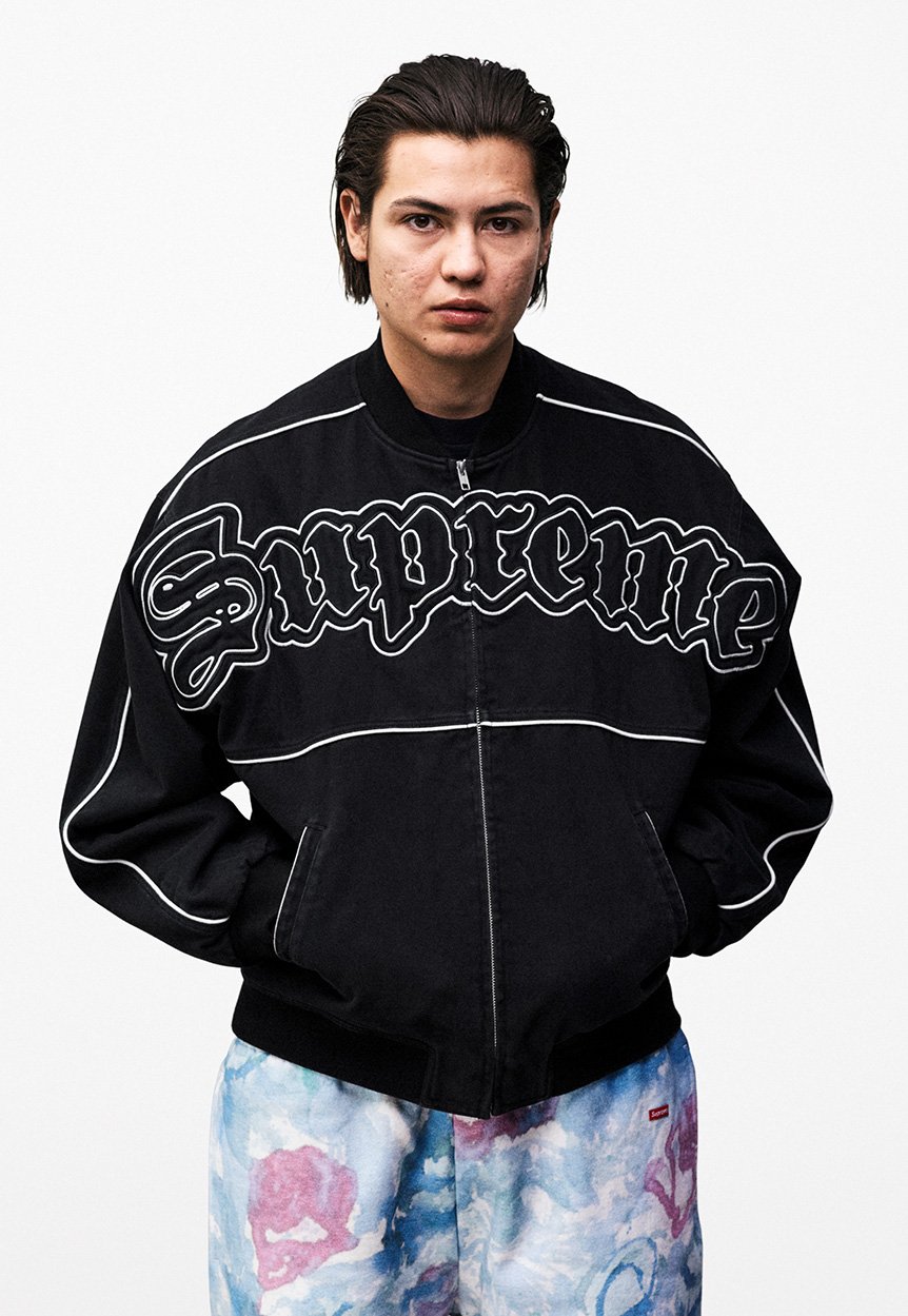 Supreme Old English Corduroy Varsity Jacket Black Spring/Summer 2018