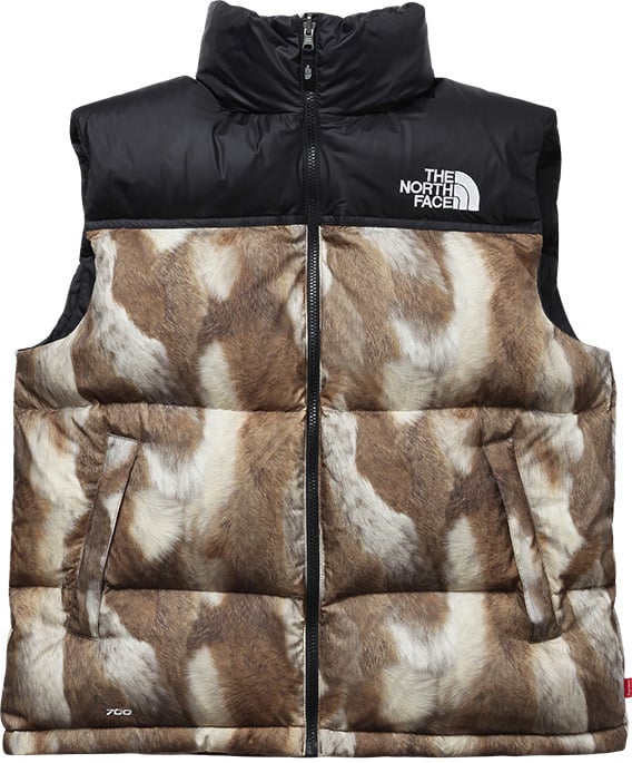 Supreme The North Face Fur Print Nuptse Brown