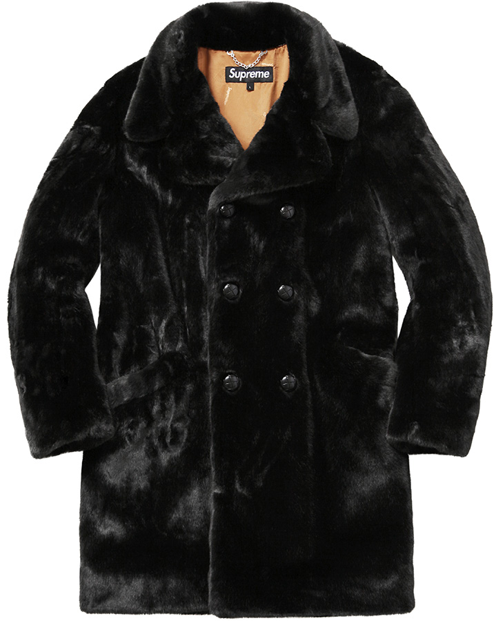 SUPREME Faux Fur Double-Breasted Coat eva.gov.co